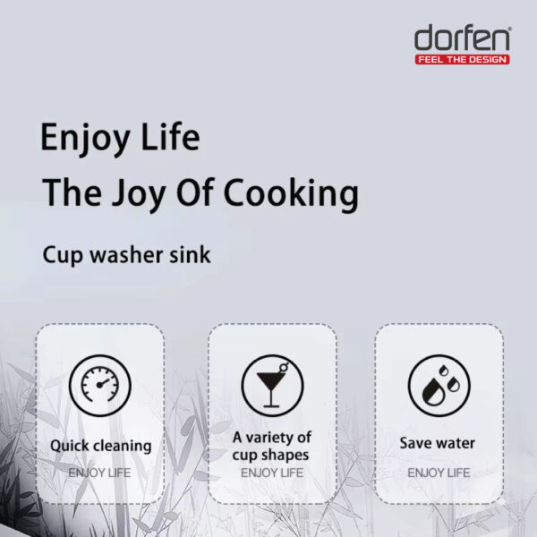 DORFEN Double Bowl Cup Rinser Smart Handmade Sink, DF-KS004