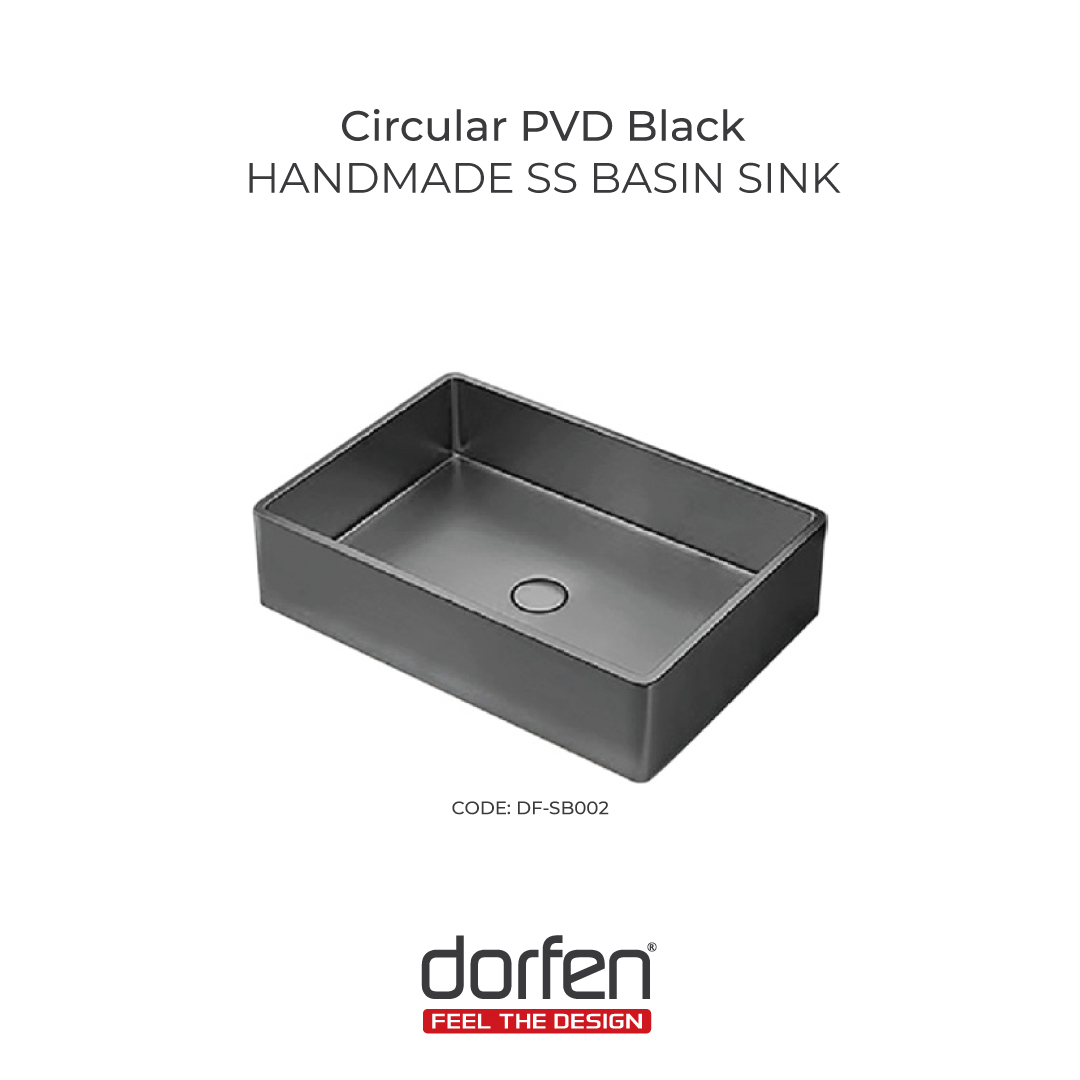 DORFEN Rectangular PVD Black Handmade SS Basin Sink, DF-SB002