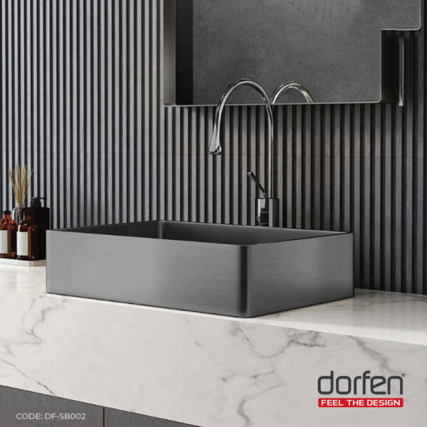 DORFEN Rectangular PVD Black Handmade SS Basin Sink, DF-SB002