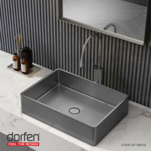 DORFEN Rectangular PVD Black Handmade SS Basin Sink, DF-SB002