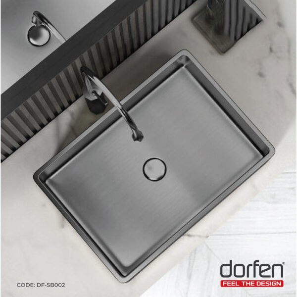 DORFEN Rectangular PVD Black Handmade SS Basin Sink, DF-SB002